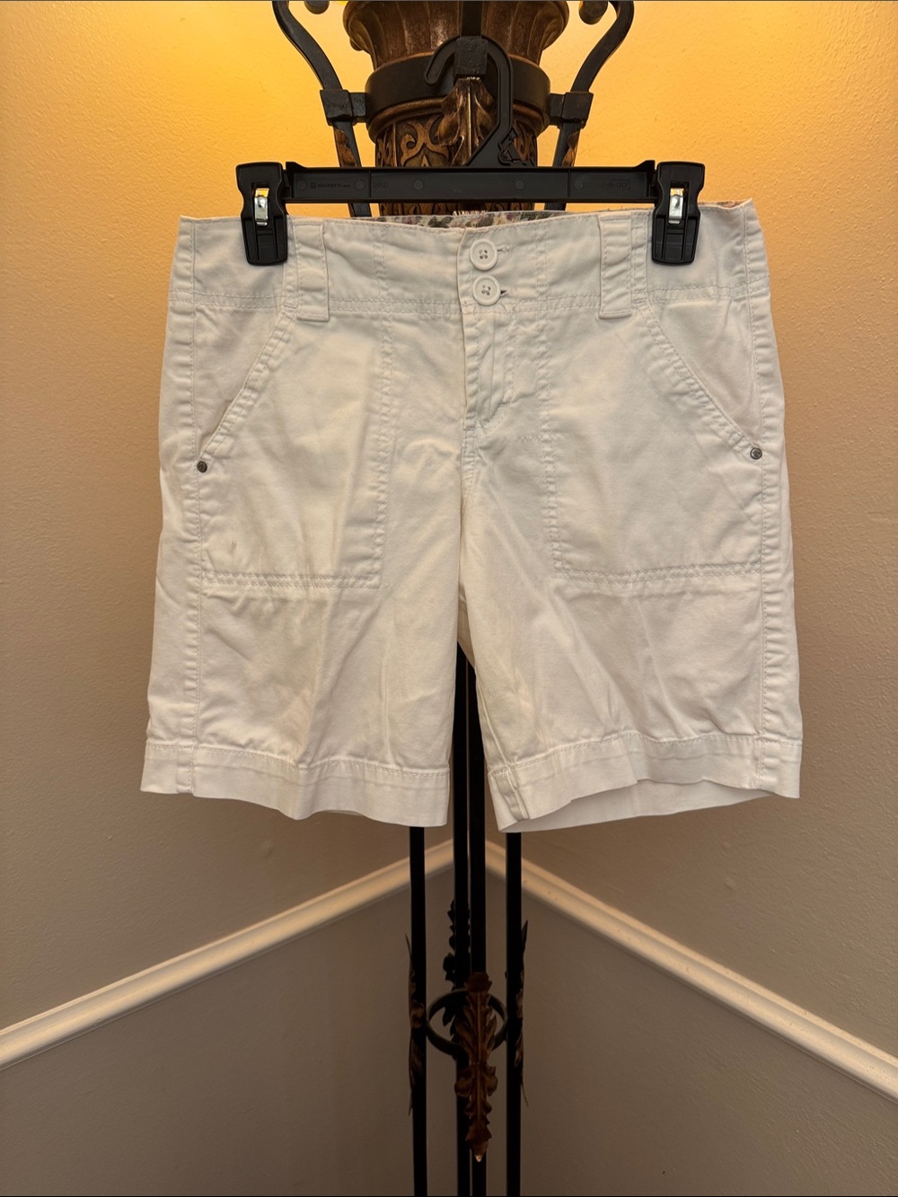 Classic White Women's Bermuda Shorts with Button Waist